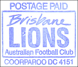 Brisbane Lions Prepaid rubber stamp impression